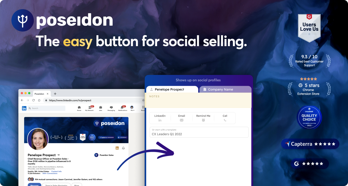 Poseidon Easy Button for Social Selling